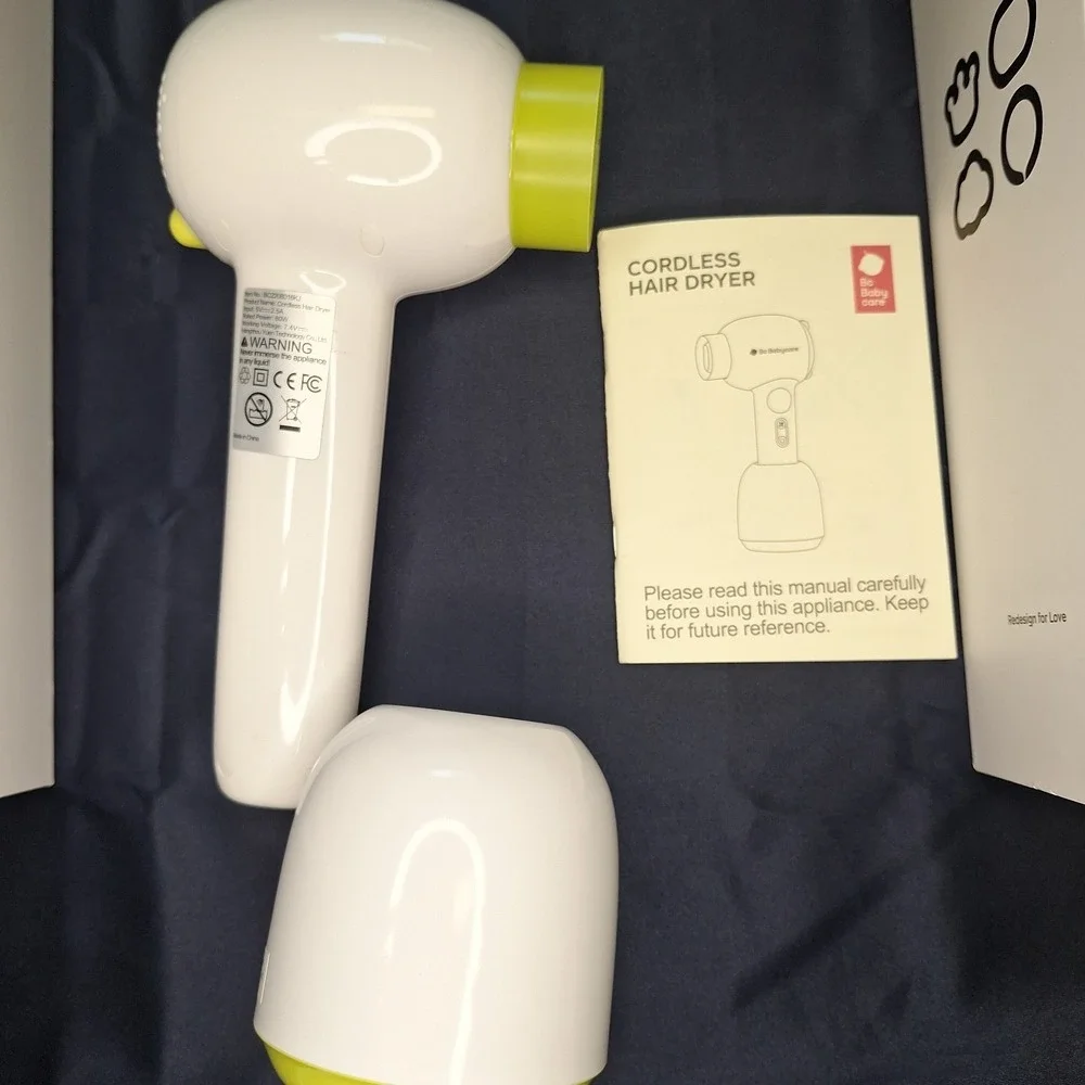 Bc‎ Babycare Gentle Cordless Hair Dryer for Baby and Kids, Quiet Portable New